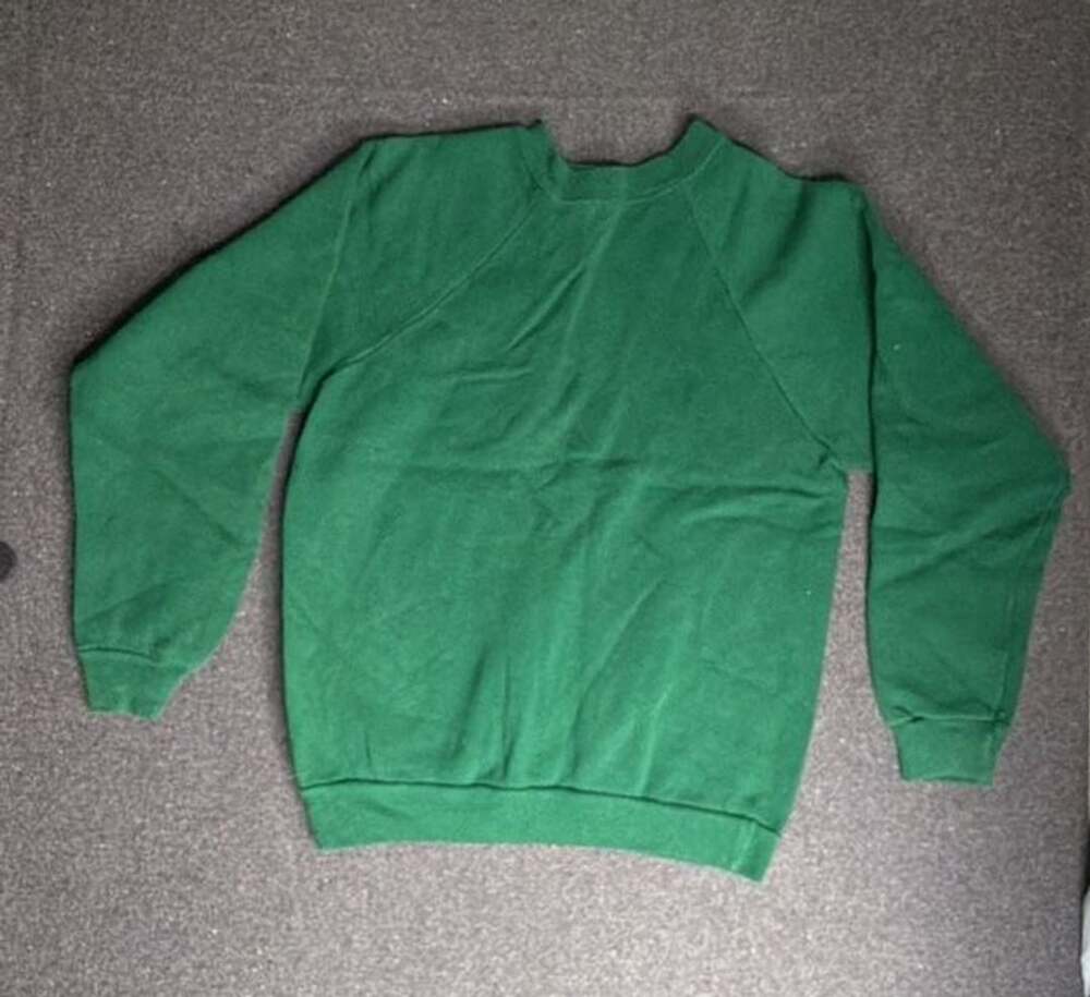 Hanes Crewneck Sweatshirt Size Large (12/14) Green Blank Pullover